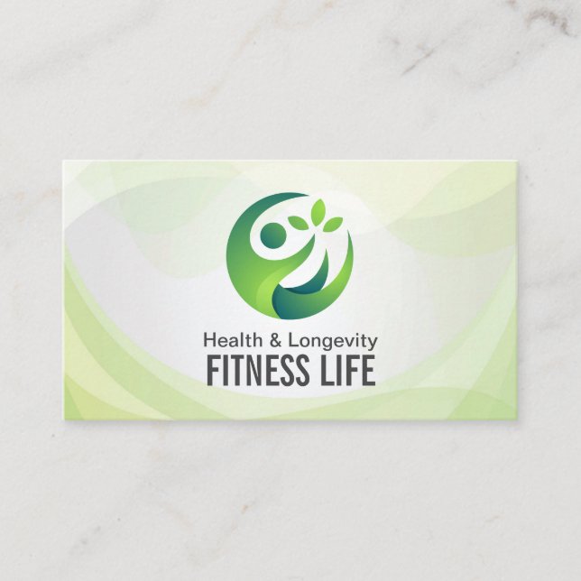 Grönt Health Modern Logotyp | Fitness Nutrition Visitkort (Framsida)