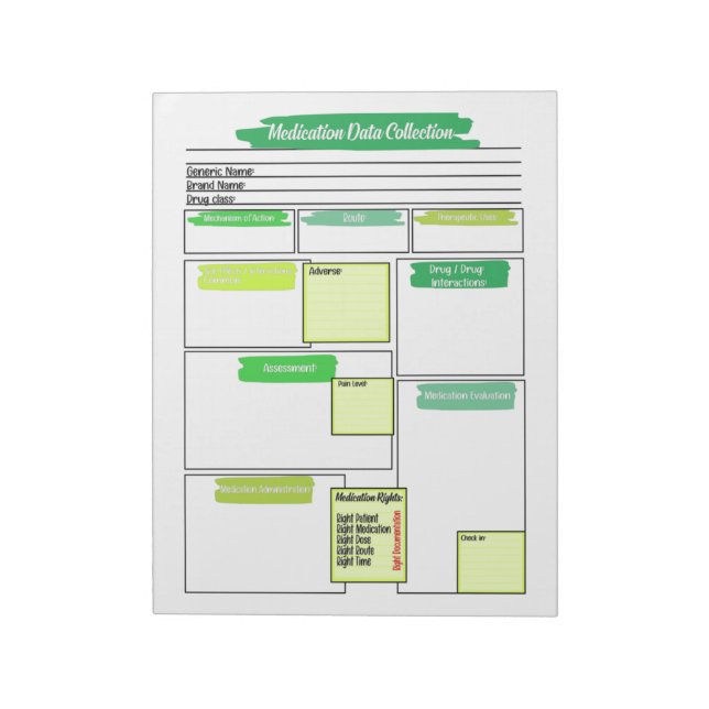 Grönt Healthcare Student Medicine Template Anteckningsblock (Roterad)