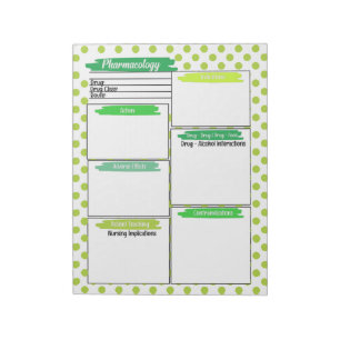Grönt Healthcare Student Pharmacology Template Anteckningsblock