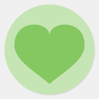 Grönt Heart Classic Round Sticker Runt Klistermärke