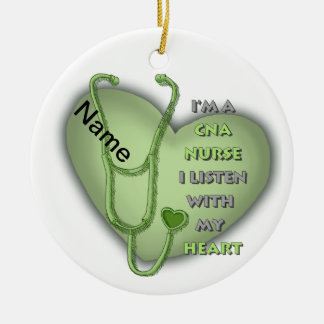 Grönt Heart CNA Nurse Julgransprydnad Keramik