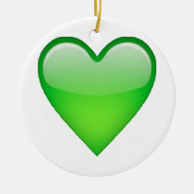 Grönt Heart - Emoji Julgransprydnad Keramik (Framsidan)