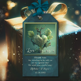 Grönt Heart Kärlek ökar bröllopsförmånen Tack Presentetikett