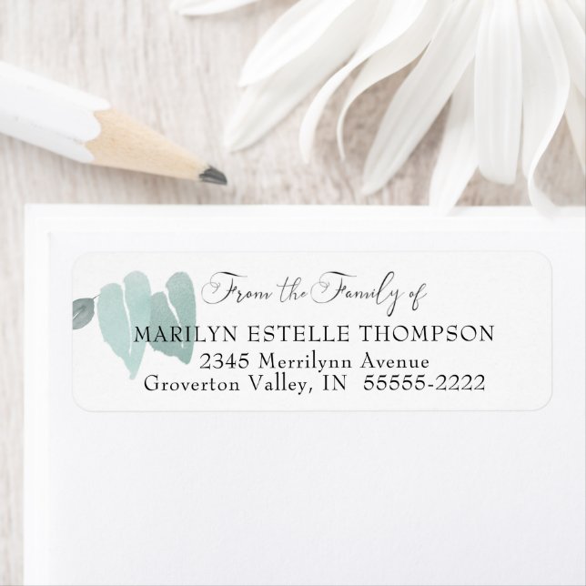 Grönt Heart-Lövens FAMILJ Returadress Etikett (Insitu)