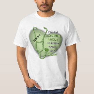 Grönt Heart Luft Force Nurse T Shirt