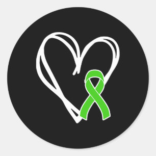 Grönt Heart-menyfliksområdet stöder medvetandegöra Runt Klistermärke
