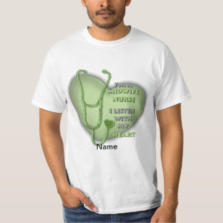 Grönt Heart Midfru Sjuksköterska T Shirt