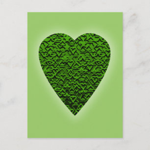 Grönt Heart. Mönstrad hjärtdesign. Vykort