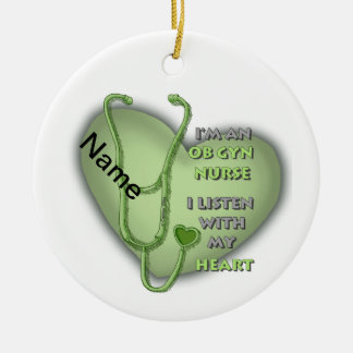Grönt Heart ObGyn Nurse Julgransprydnad Keramik