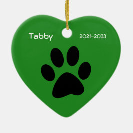 Grönt Heart Pet Cat Memorial jul Ornament