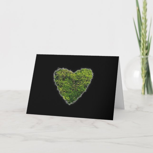 Grönt Heart Romantik Valentine Kärlek Helgkort (Framsida)