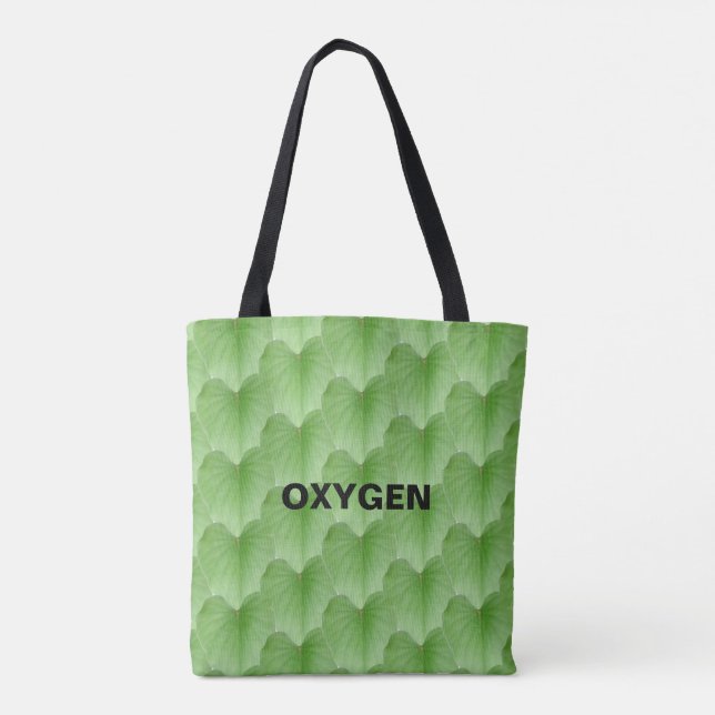 Grönt Heart Shape Löv Mönster Tote Bag Tygkasse (Baksida)