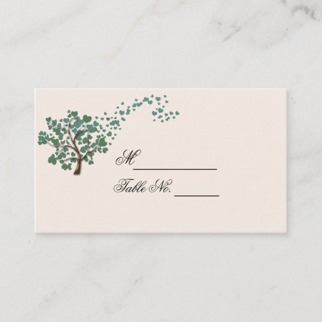 Grönt Heart Träd på Elfenbenskustens Bröllop ortsk Placeringskort (Framsida)