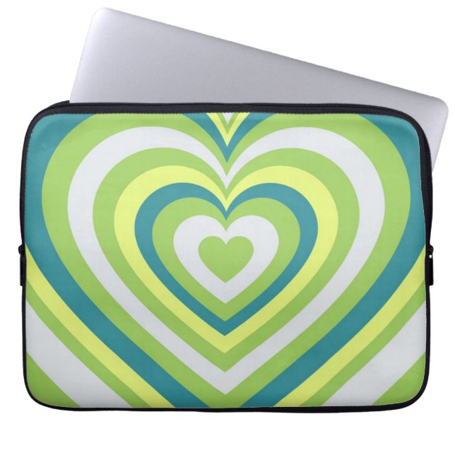 Grönt Heart Whimsical Valentine Day Gift Laptop Fodral (Framsidan)
