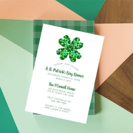 Grönt Hearts Shamrock St. Patricks Day Party Inbjudningar
