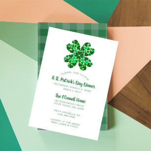 Grönt Hearts Shamrock St. Patricks Day Party Inbjudningar