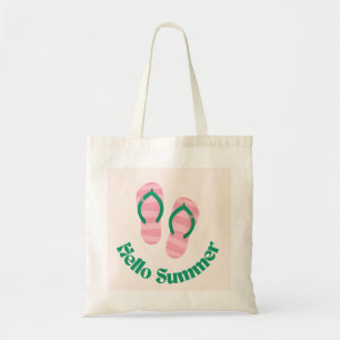 Grönt Hej Summer Rosa Flinflip flops Tofflor Beach Tygkasse