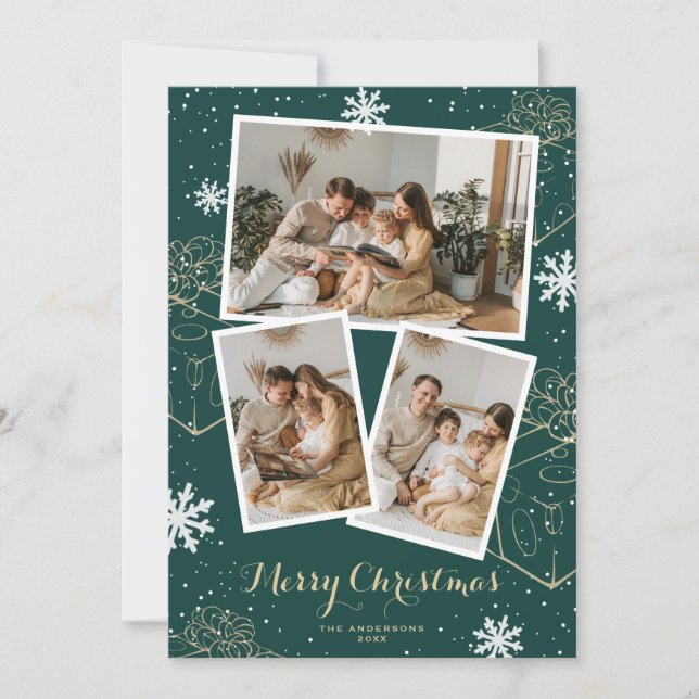 Grönt Helgdag God jul presenterar fotokort Julkort (Framsida)