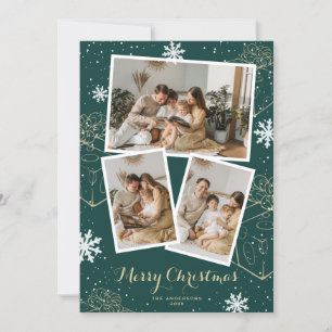 Grönt Helgdag God jul presenterar fotokort Julkort