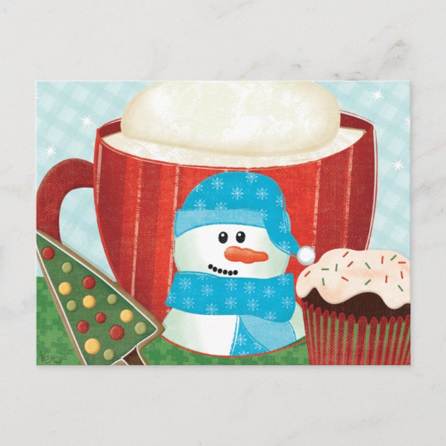 Grönt Helgdag med Hett Kakao Helg Vykort (Framsida)