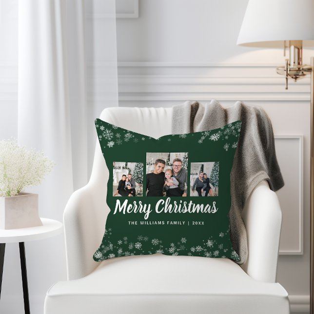 Grönt Helgdag Photo Dekorativ kudde (Green Holiday Photo Throw Pillow
)