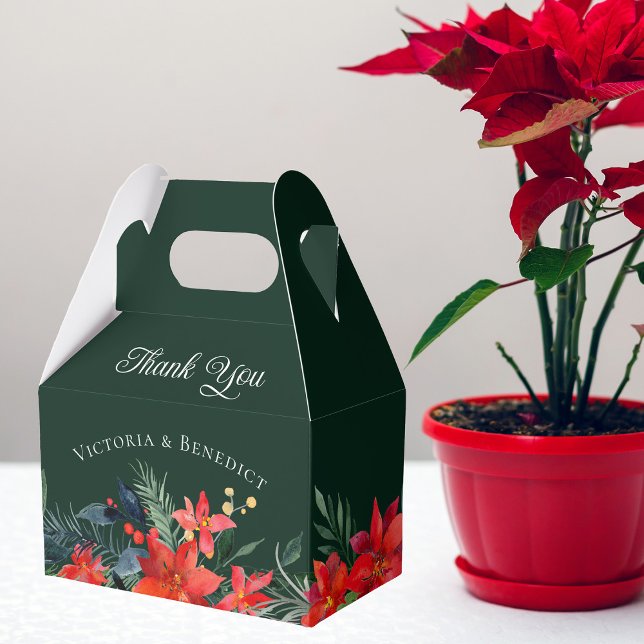 Grönt Helgdag Poinsettia Blommigt jul Bröllop Presentaskar (Skapare uppladdad)