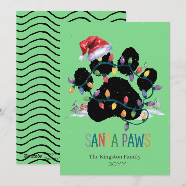 Grönt Helgdag Santa Tass God jul Önskemål Julkort (Fram/baksida)