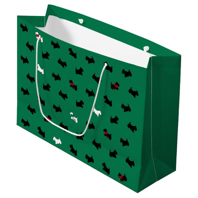 Grönt Helgdag Scottish Terriers Gift Bag (Framsidan Vinklad)