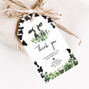 Grönt Heliga Ko Baby Shower Favor Taggar Presentetikett