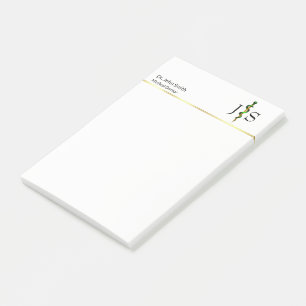 Grönt Herbal Guld Rod of Asclepius Medical Post-it Block