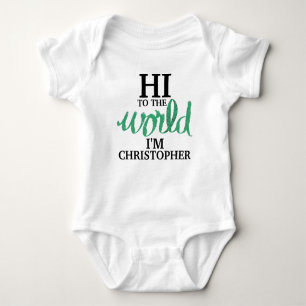 Grönt Hi till Baby NAMN i världen T Shirt