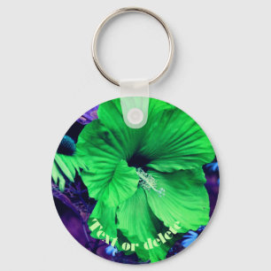 Grönt Hibiscus-Abstrakt Personlig blomma Nyckelring