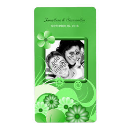 Grönt Hibiscus Bröllop Big Photo Favor Vin-etikett Fraktsedel