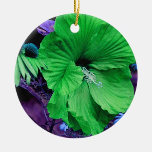 Grönt Hibiscus Flower Ornament (Framsidan)
