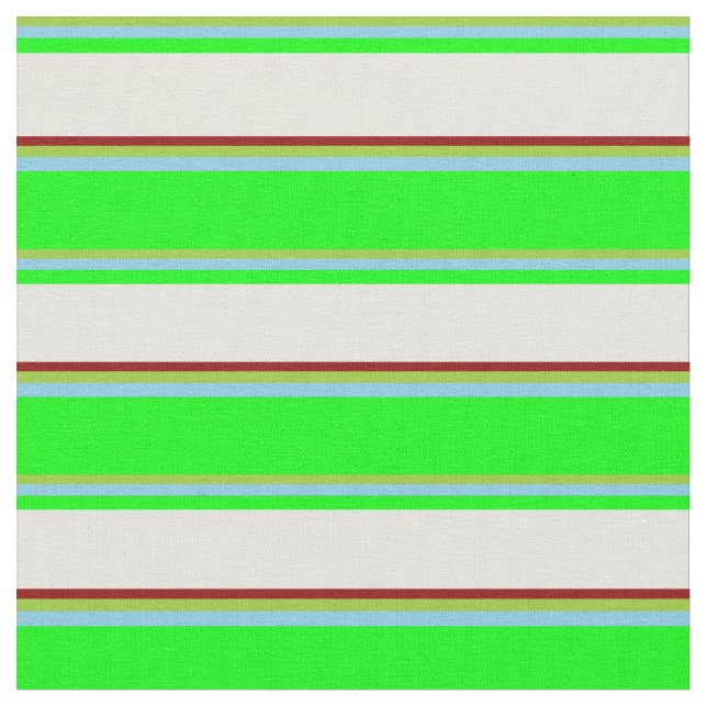 Grönt, Himlar Blue, Lime, Beige och Mörk Red Färga Tyg (Närbild)