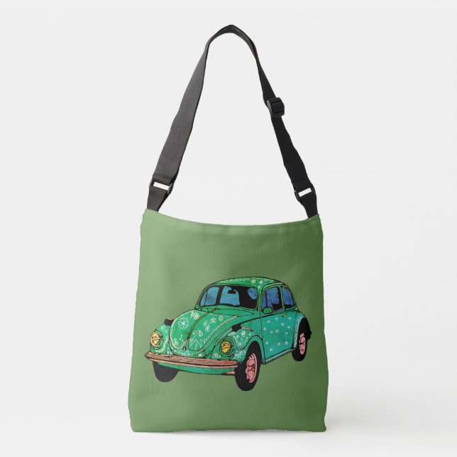 Grönt Hippie Car Mandala Tote Axelväska (Framsida)
