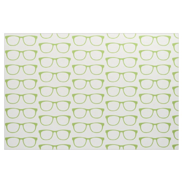 Grönt Hipster Geek Glasses Fabric Tyg (Fat Quarter)