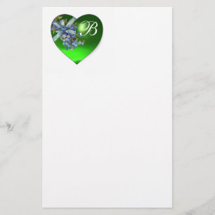 GRÖNT HJÄRTA & FÖRGLÖM-MEJ MONOGRAM BREVPAPPER