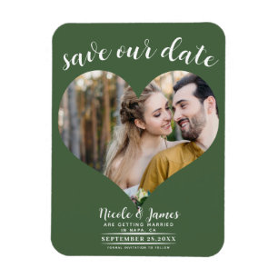 Grönt hjärta foto bröllop Save the Date Magnet