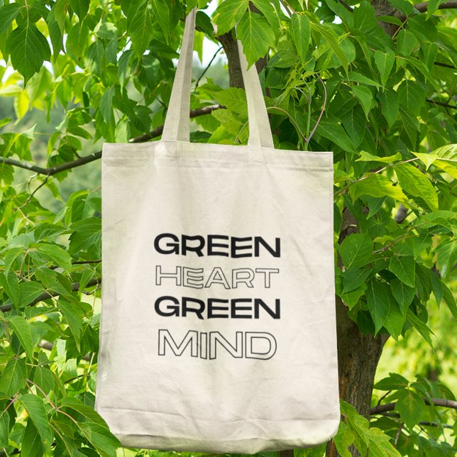 Grönt hjärta grön tanke Ekovänligt presentkort Tygkasse (Shop now and make a positive impact!)