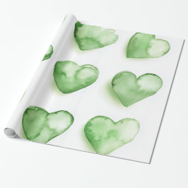 Grönt Hjärtar Watercolor Digital Art Presentpapper