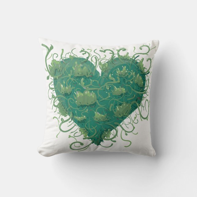 Grönt Hjärtat Inuti Kudde (Framsida)