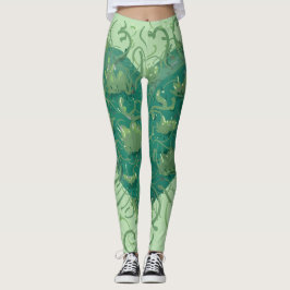 Grönt Hjärtat Inuti Leggings