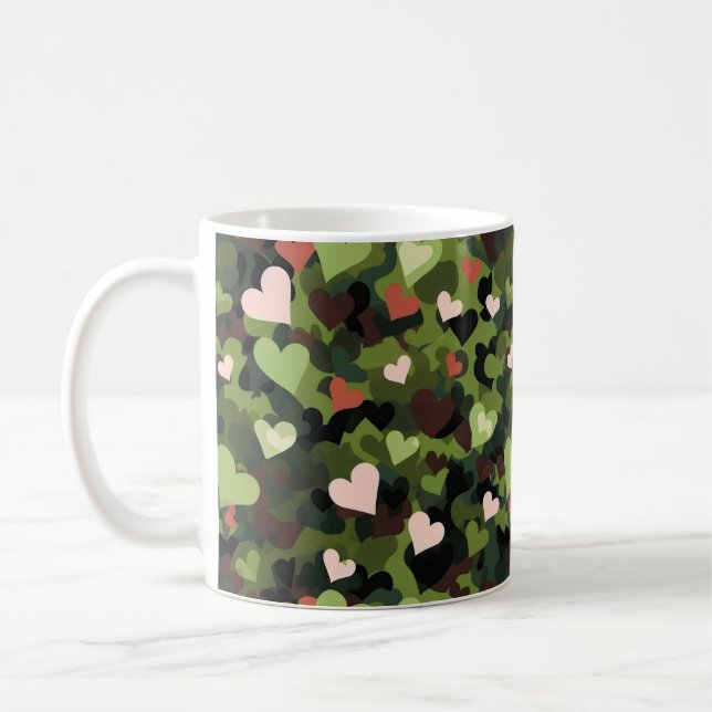 Grönt Hjärtkamouflage Kaffemugg (Vänster)