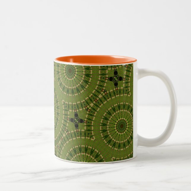 Grönt hjulmandala / Grünes Rad Mandala Två-Tonad Mugg (Höger)