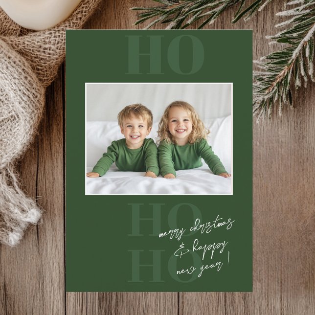 Grönt Ho Ho Ho och fotojul Inbjudningar (Skapare uppladdad)