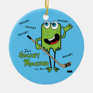 Grönt Hockey Monster jul Ornament