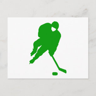 Grönt Hockey Player Vykort