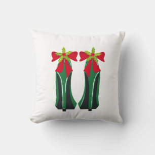 Grönt Högklackar med julklappar Kudde