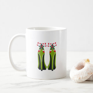 Grönt Högklackar med Polkagrisar Kaffemugg